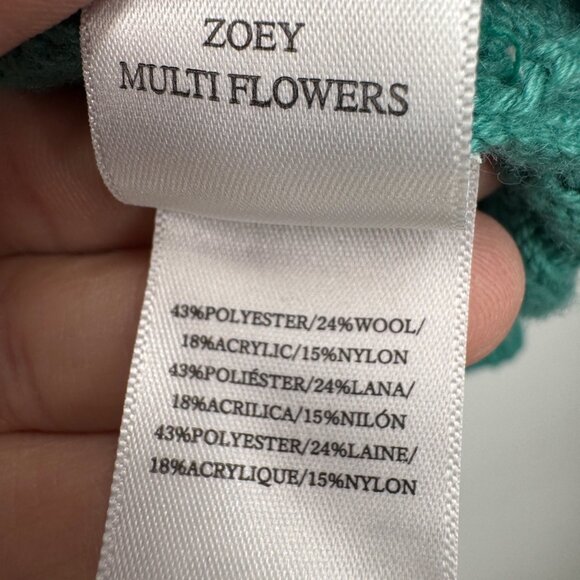 Rails Zoey Multi Flowers Crewneck Sweater Womens Medium M Green Wool Blend Pullo - Picture 7 of 9